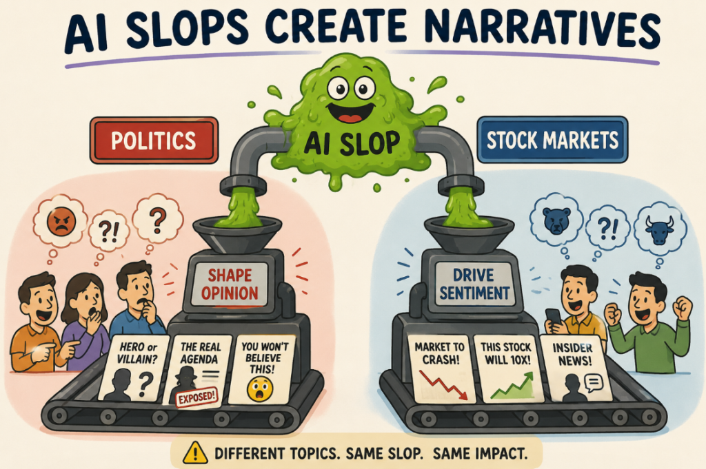 AI slop creates narratives in politics and stock markets &mdash; different topics, same slop, same impact