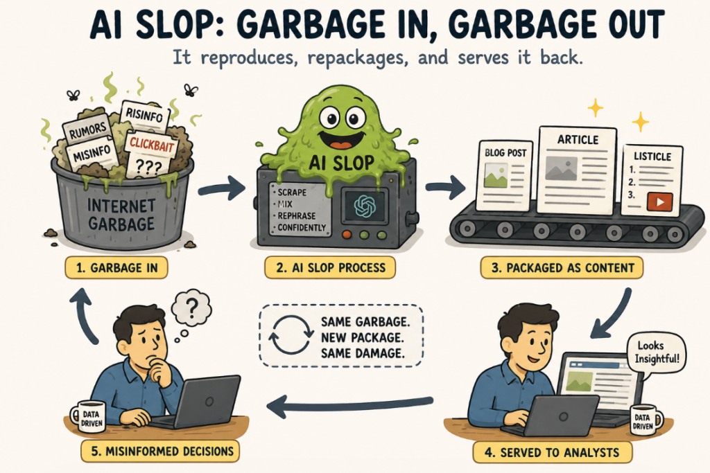 AI slop: garbage in, garbage out &mdash; how AI reproduces, repackages, and serves garbage back