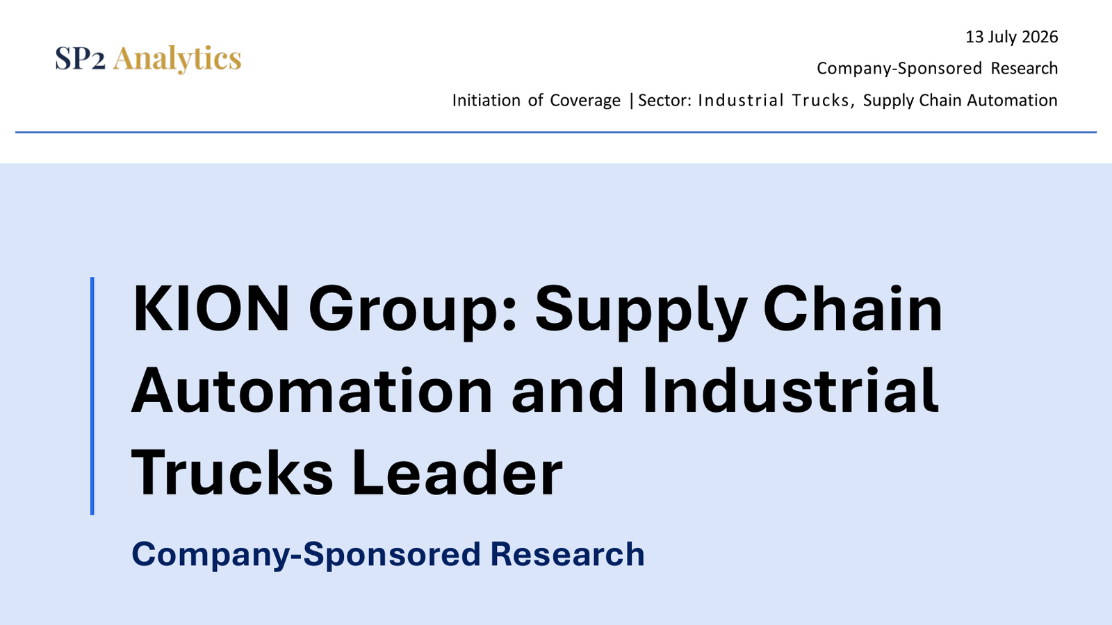 KION Group Equity Research Report Cover